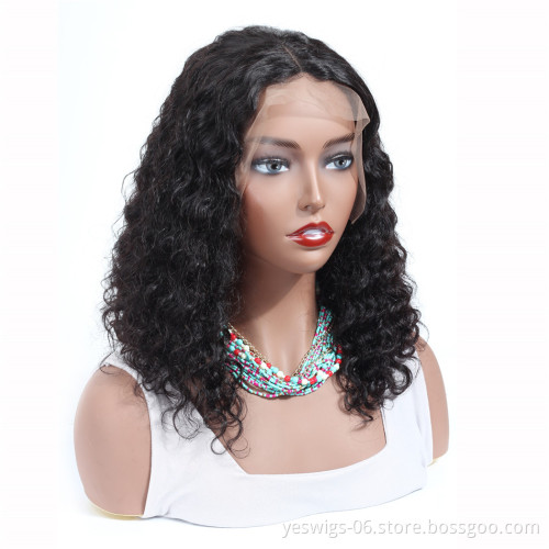 Yeswigs Deep Wave Human Hair Wig 13*4 Lace Front Short Bob, Unprocessed Brazilian Virgin Hair Wig Wet and Wavy